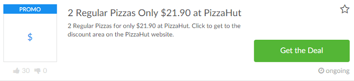 promotional vouchers Pizza Hut