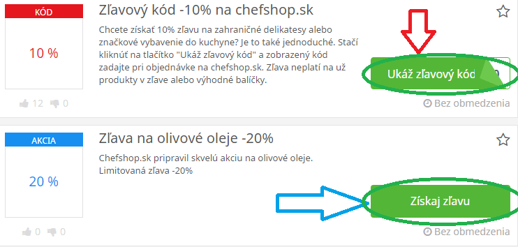 Zľavové kódy chefshop