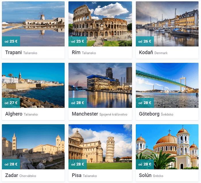 Malá ukážka turisticky zaujímavých miest s aktuálnym cenovým prehľadom