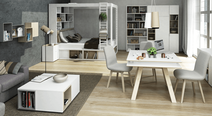 Ušetrite miesto a spojte jedáleň, obývačku a spálňu do jedného otvoreného miesta