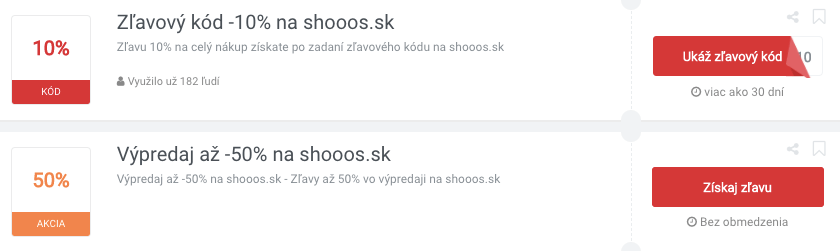 SHOOOS promo kódy