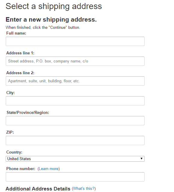 Amazon shipping address