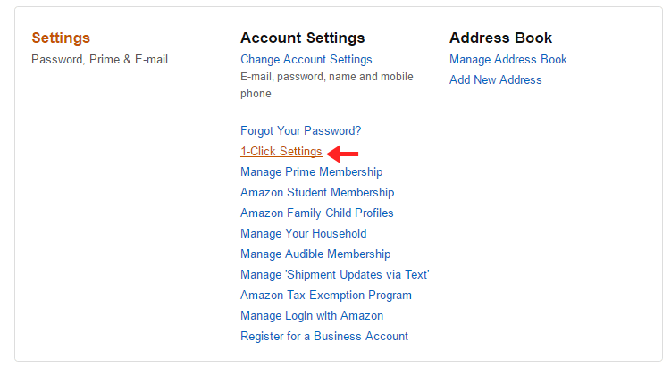 Amazon settings