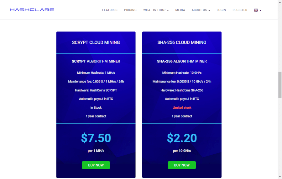 ค่าเช่า Hashflare.io 1