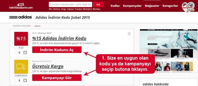 Adidas indirim kodları
