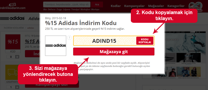 Adidas indirim kodunu kopyala