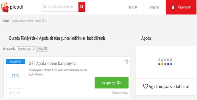 agoda Picodi sitesinden Agoda indirim kodu