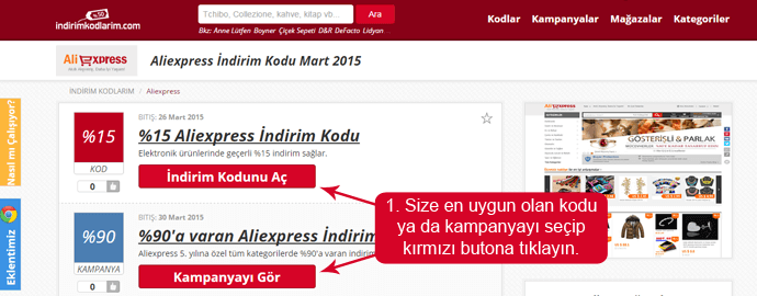 Aliexpress indirim kodları