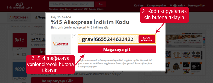 Aliexpress indirim kodunu kopyala