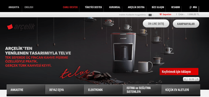 Arçelik web sitesi