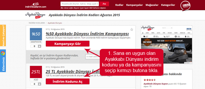 Ayakkabı Dünyası hediye çekleri bu adreste! Picodi sitesinden Ayakkabı Dünyası promosyon