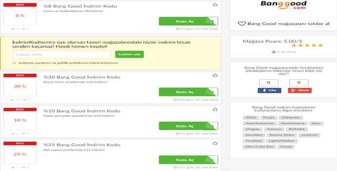 banggood Banggood indirim kodları