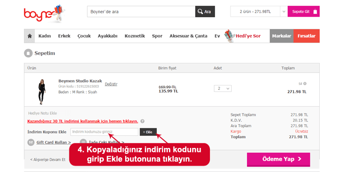 boyner indirim kodu kullanımı boyner indirim kupon kodu