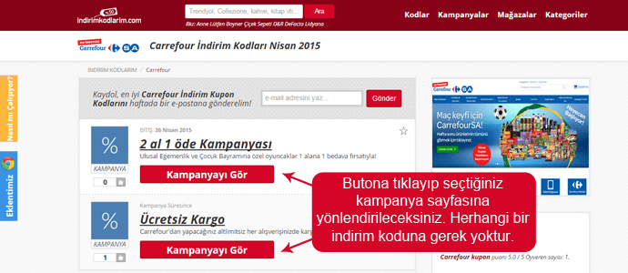 Carrefour indirim kodları