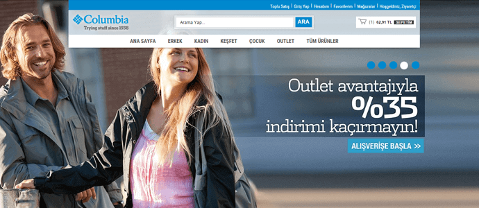 Columbia mağazasındaki kategoriler