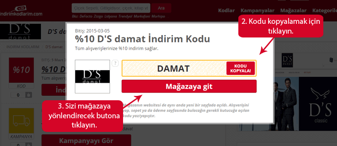 D'S damat indirim kodunu kopyala