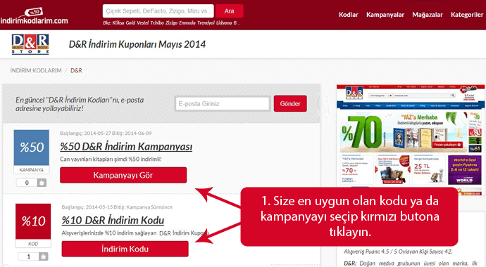 D&R indirim kodları kullanımı D&R indirim kodları