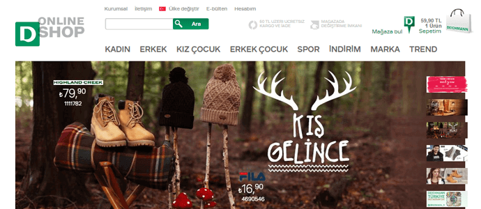 Deichmann mağazasındaki kategoriler