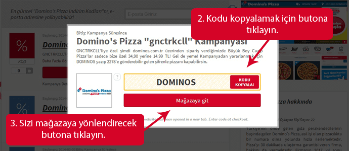 indirim kodu Domino’s Pizza