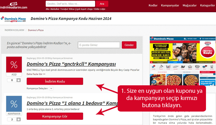 Domino’s Pizza indirim kodu