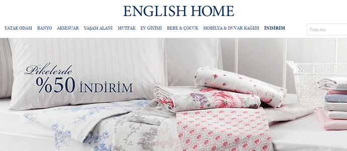 English Home İndirim Kuponu English Home promosyon