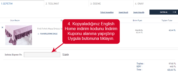 English Home Promosyon Kodu English Home indirim kodunu girmek için boşluk