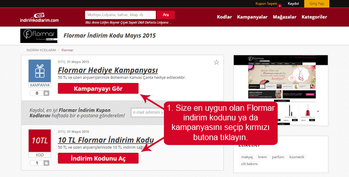 Picodi sitesinden Flormar indirim kodu