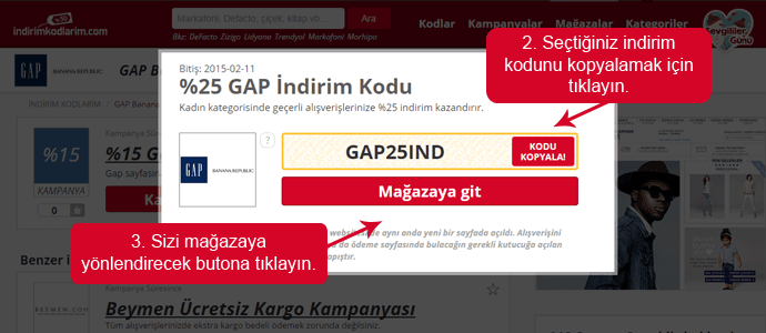 indirim kupon kodu GAP