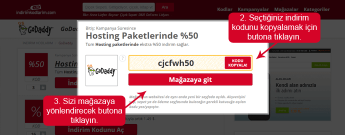 Godaddy indirim kodunu kopyala