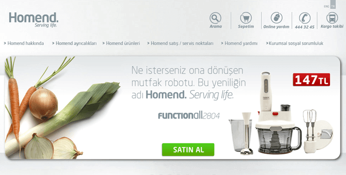 Homend mağazasındaki kategoriler