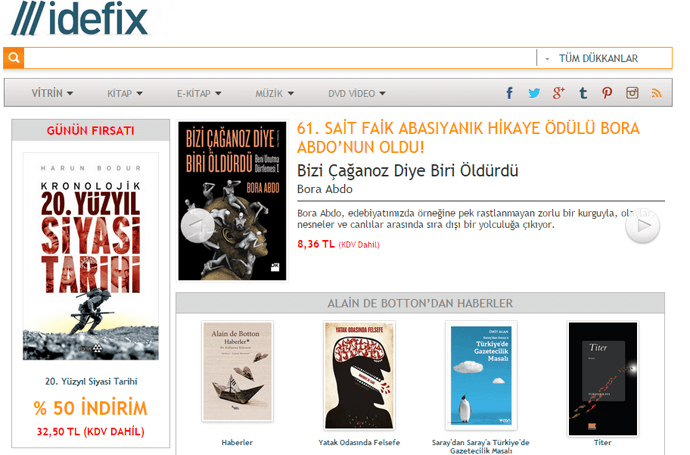 Idefix mağazasındaki kategoriler