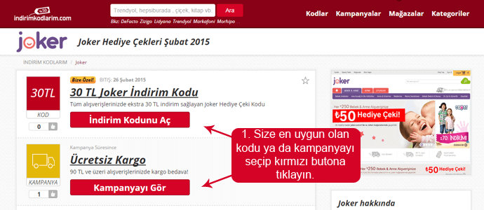 Joker indirim kodları