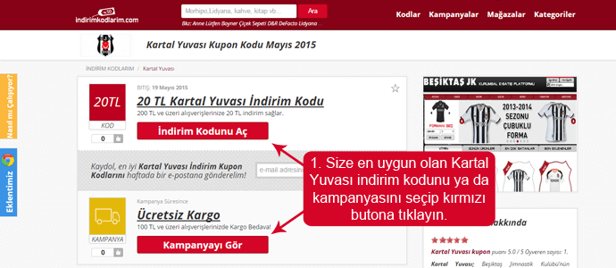 Kartal Yuvası indirim kodları