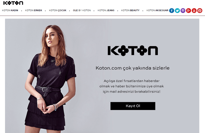 Koton mağazasındaki kategoriler