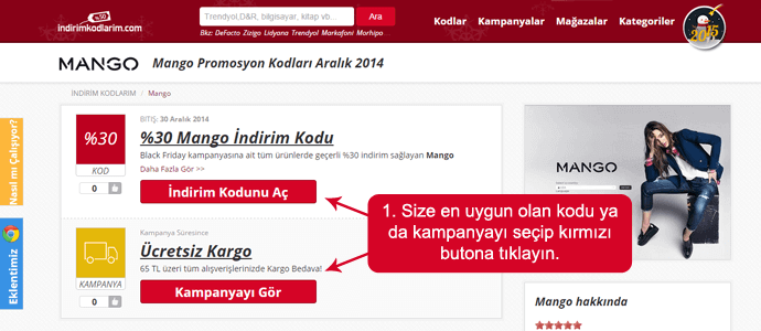 Mango indirim kodları