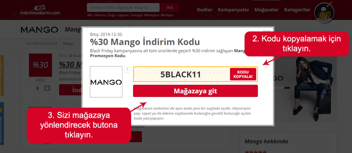 Mango indirim kodunu kopyala