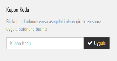 Patırtı mağazası web sitesinde indirim kodunu girmek için boşluk