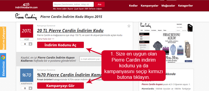 Pierre Cardin indirim kodları