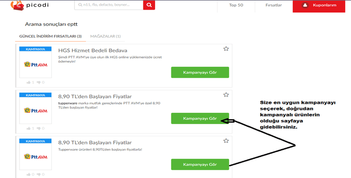 ptt avm Picodi sitesinden Pttavm indirim kodları