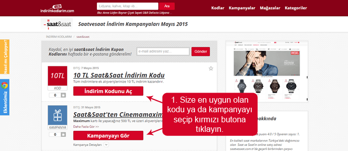 indirim kodu Saat ve Saat