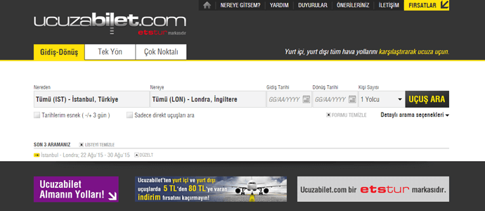 En ucuz uçak biletleri ucuzabilet.com web sitesi