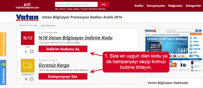 Vatan Bilgisayar İndirim Kodu Kullanımı Vatan Bilgisayar İndirim Kodu
