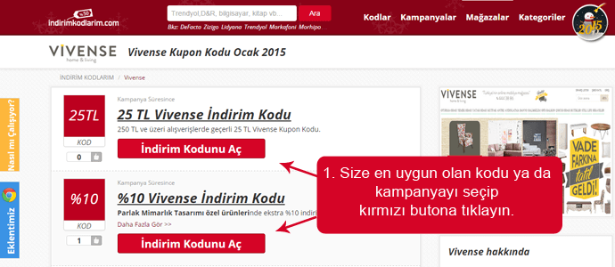 indirim kupon kodu Vivense