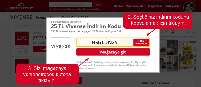 indirim kuponu Vivense