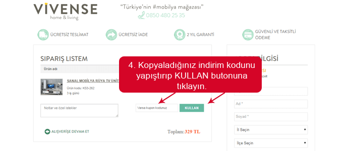 kampanya kodu Vivense