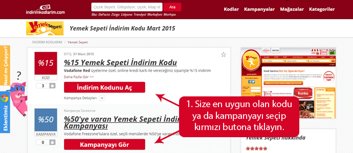Yemeksepeti indirim kodu