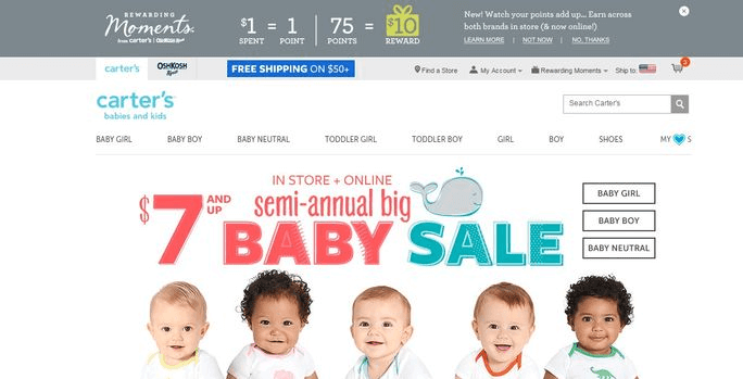 Carters — главная страница