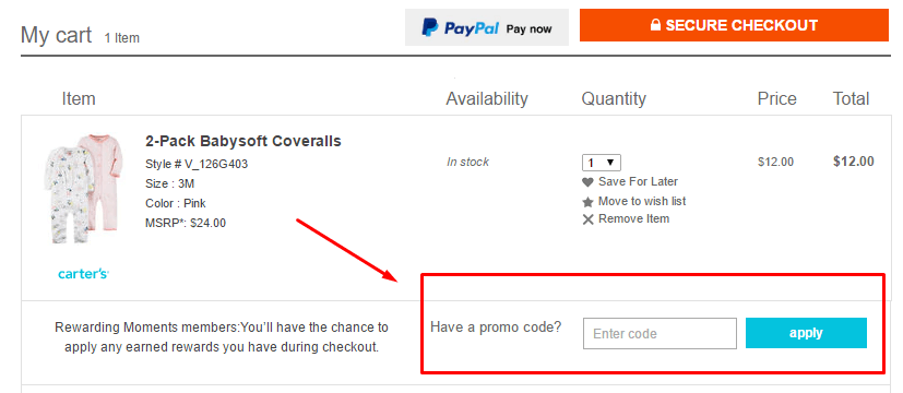 Купон Картерс Купон Картерс