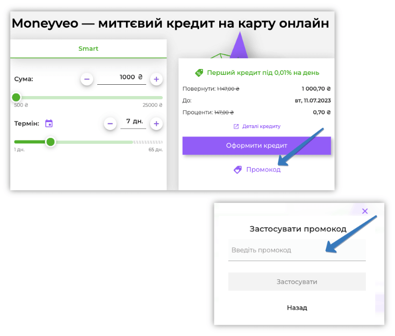 moneyveo где ввести промокод