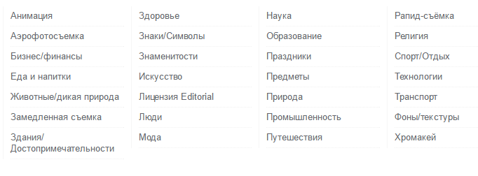 Категории видео на shutterstock.com Категории видео на Шаттерсток